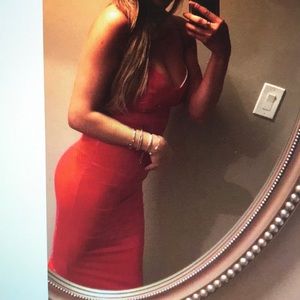 Red Latex Dress. Fashion nova